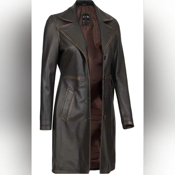 ๐นReserved NWT Trench Leather 3/4 Coat.XL - Picture 1 of 4